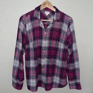 J Crew Boyfriend Plaid Flannel Button Down Shirt Size Medium‎